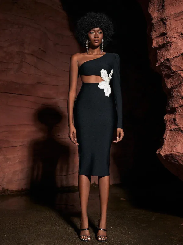 Patsy Flower Pearl Cutout Bandage Dress sold by Mew Mews