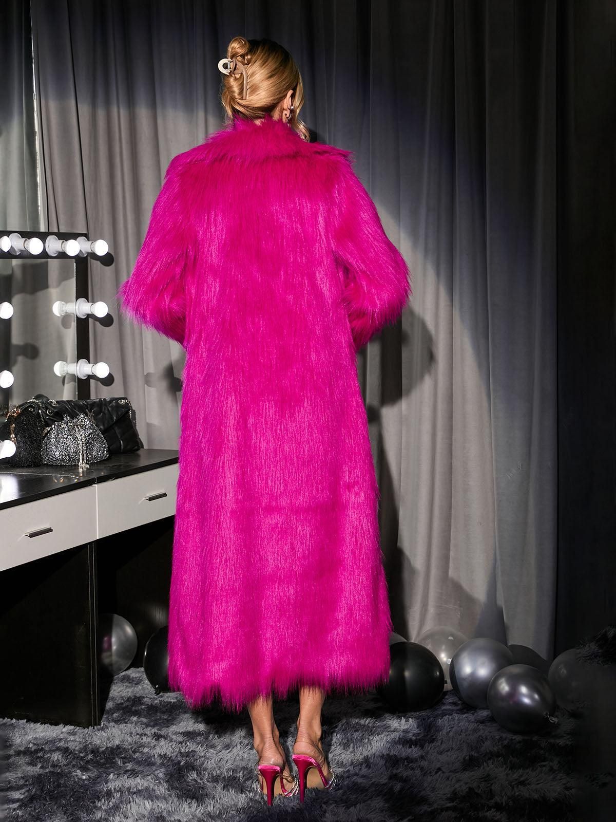 Ximena Faux Fur Coat In Hot Pink sold by Mew Mews product image thumbnail 6