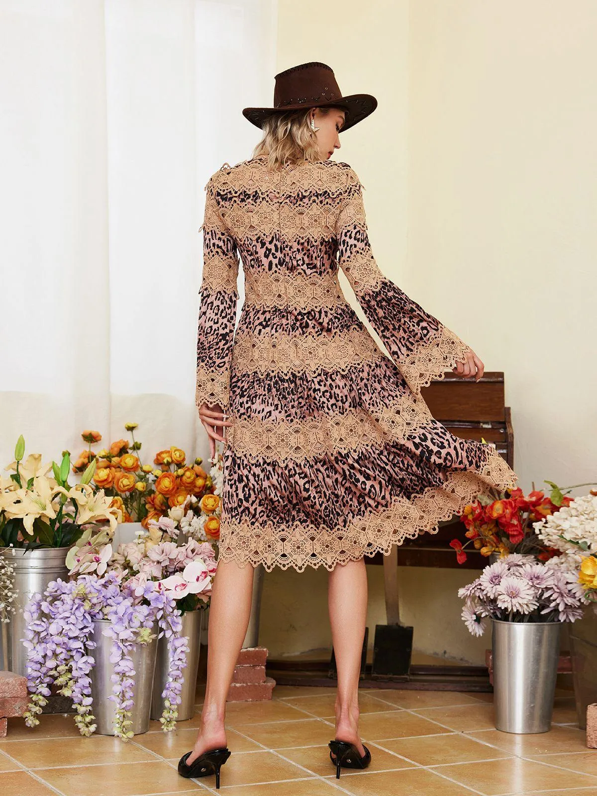Rohan Leopard Hollow Midi Dress sold by Mew Mews product image thumbnail 5