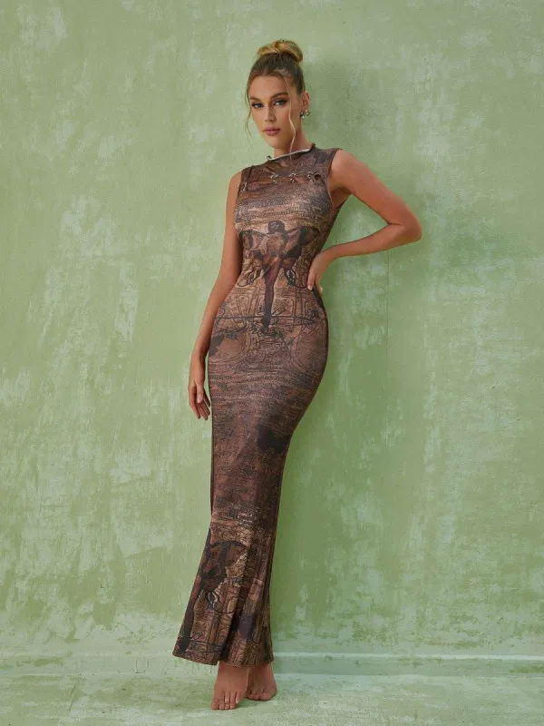 Keiko Printed Maxi Dress sold by Mew Mews