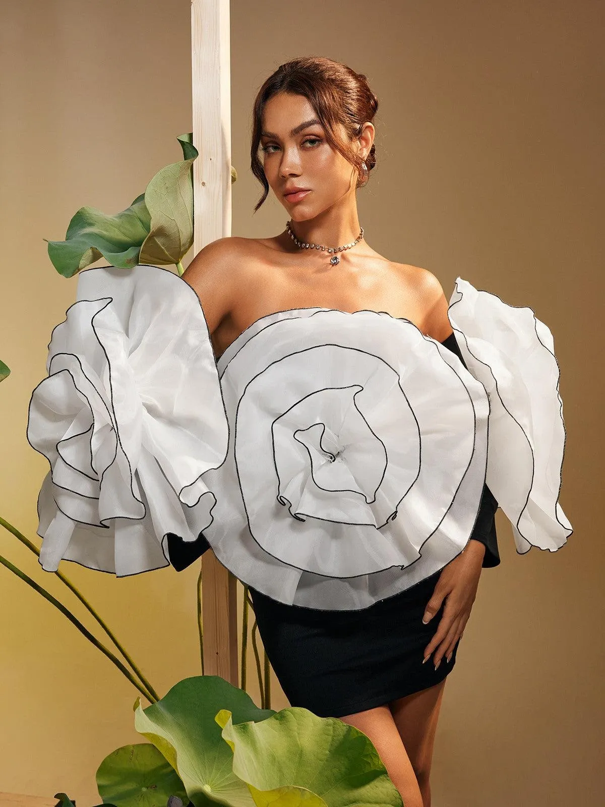 Selasi Off Shoulder Flower Mini Dress sold by Mew Mews product image thumbnail 2