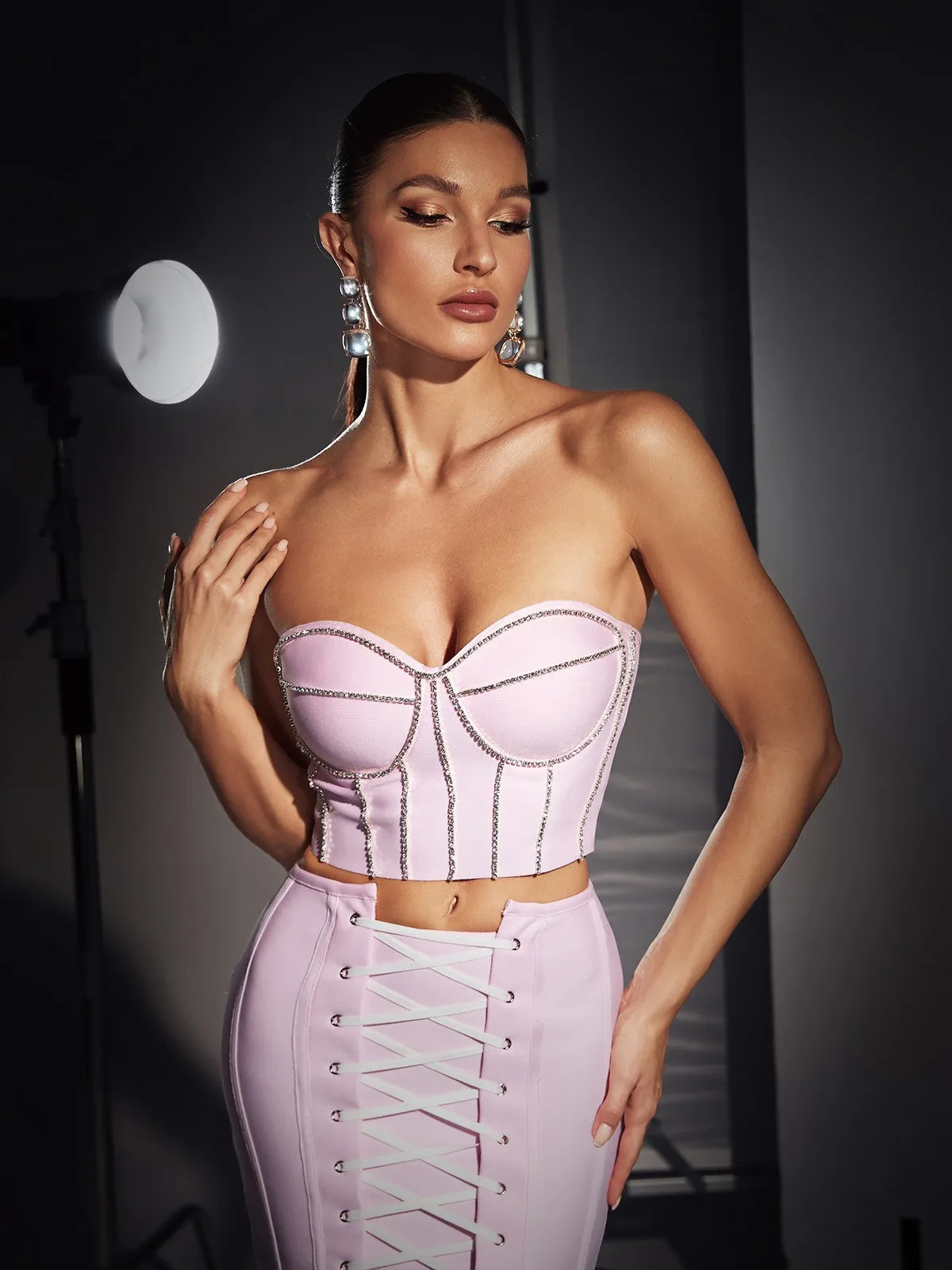 Orly Crystal Lace Up Bandage Skirt Set sold by Mew Mews product image thumbnail 2