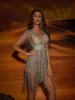 Calico Crystal Fringe Mini Dress sold by Mew Mews