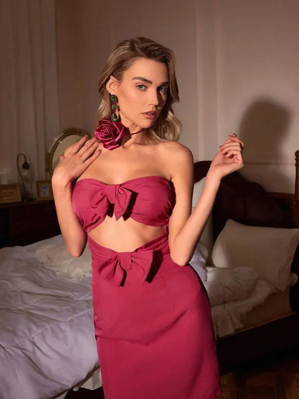 Drake Strapless Bow Cutout Dress sold by Mew Mews
