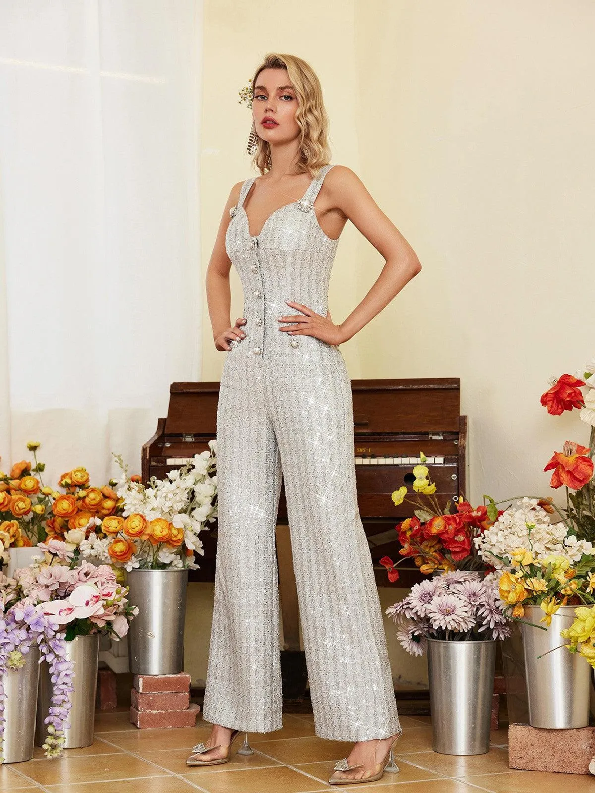 Roan Sequin Tweed Jumpsuit sold by Mew Mews product image thumbnail 4