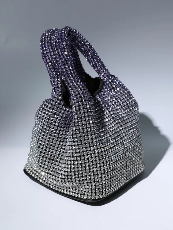 Bellatrix Ombre Crystal Bucket Bag In Purple sold by Mew Mews