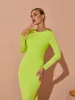 Verena Long Sleeve Backless Maxi Dress In Green sold by Mew Mews