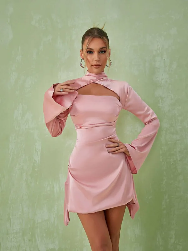 Sybil Satin Mini Dress In Pink sold by Mew Mews
