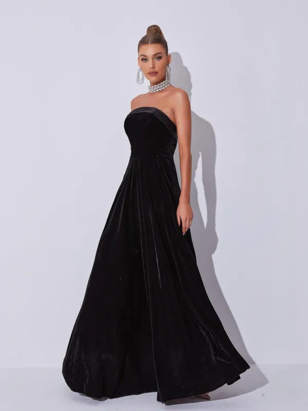 Colleen Velvet Strapless Maxi Dress sold by Mew Mews