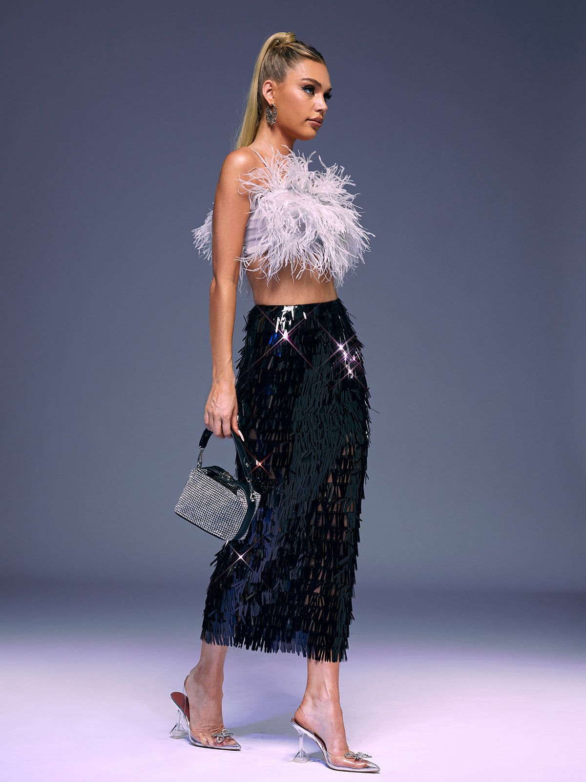 Zion Feather Sequin Skirt Set sold by Mew Mews product image thumbnail 5