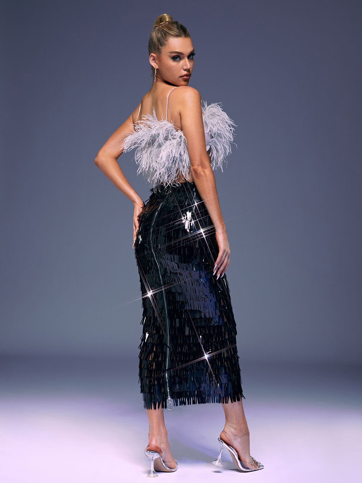 Zion Feather Sequin Skirt Set sold by Mew Mews product image thumbnail 2