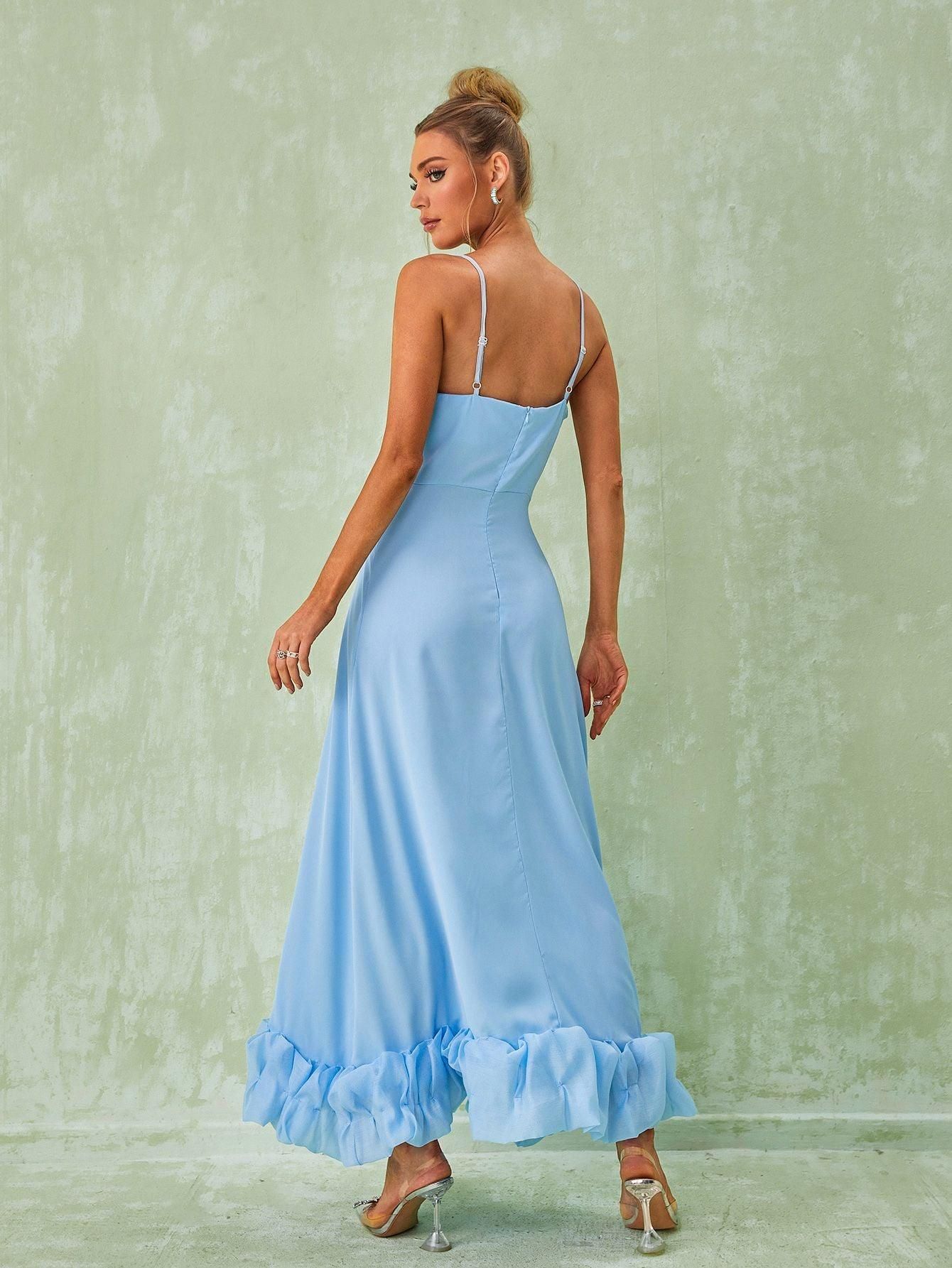 Ilsa Spaghetti Midi Dress In Blue sold by Mew Mews product image thumbnail 4