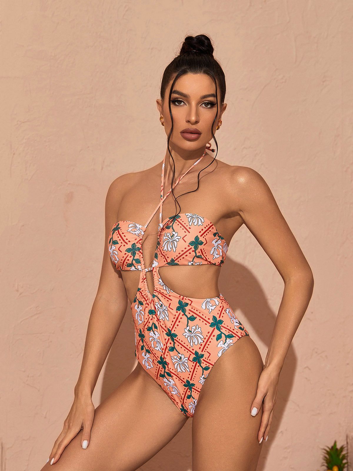 Landry Halterneck Printed Swimwear Two Piece Set In Orange sold by Mew Mews product image thumbnail 5