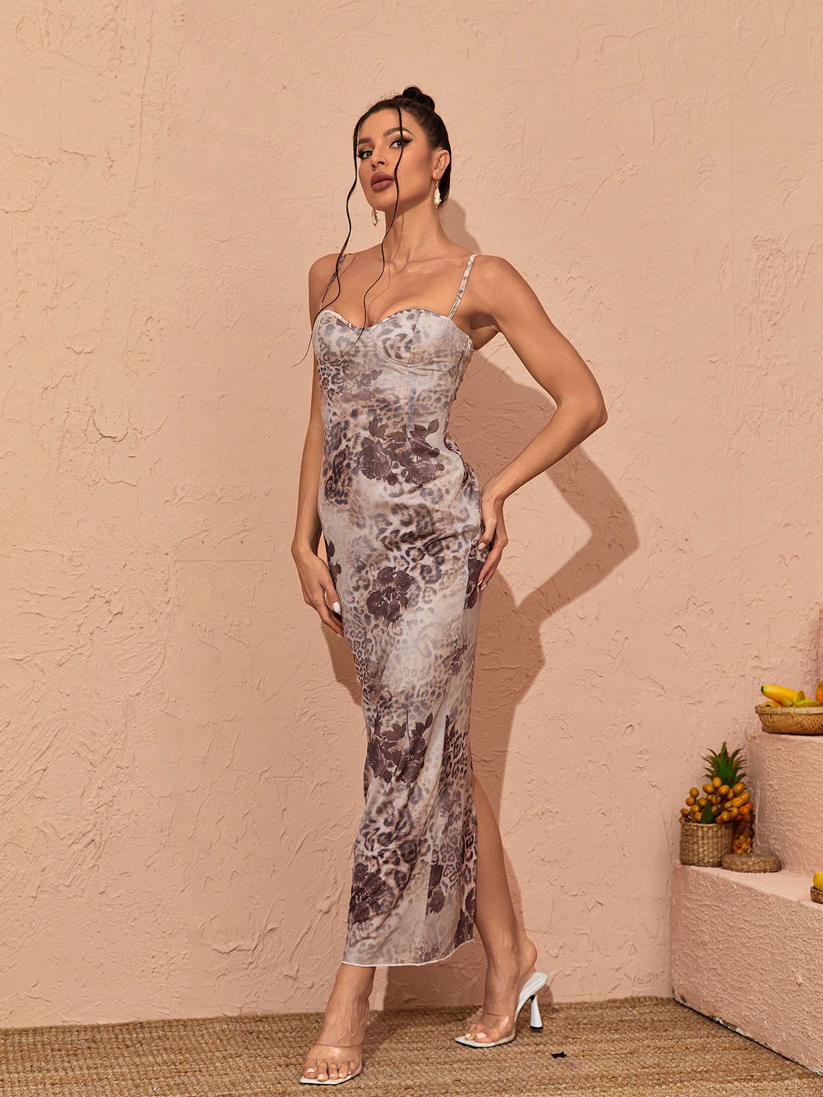 Magnolia Spaghetti Printed Midi Dress sold by Mew Mews product image thumbnail 4