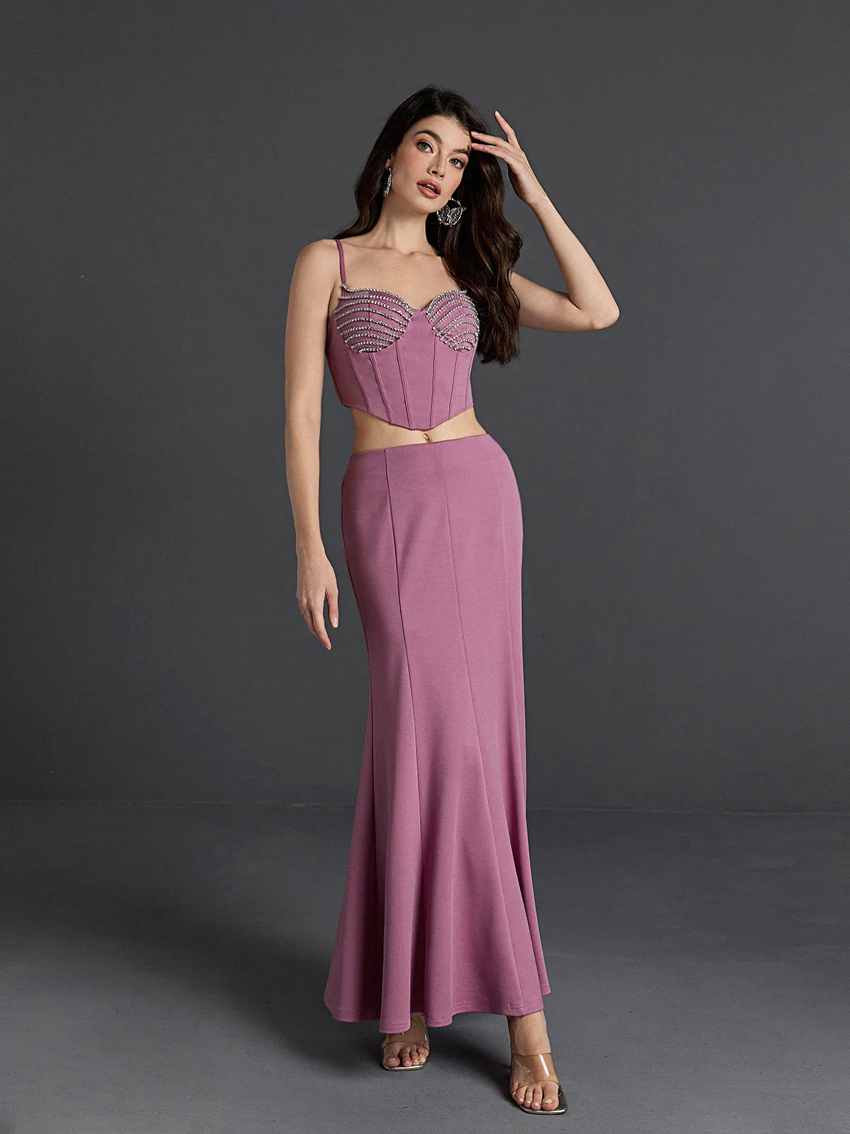 Maryann Embellished Skirt Set In Purple sold by Mew Mews product image thumbnail 2