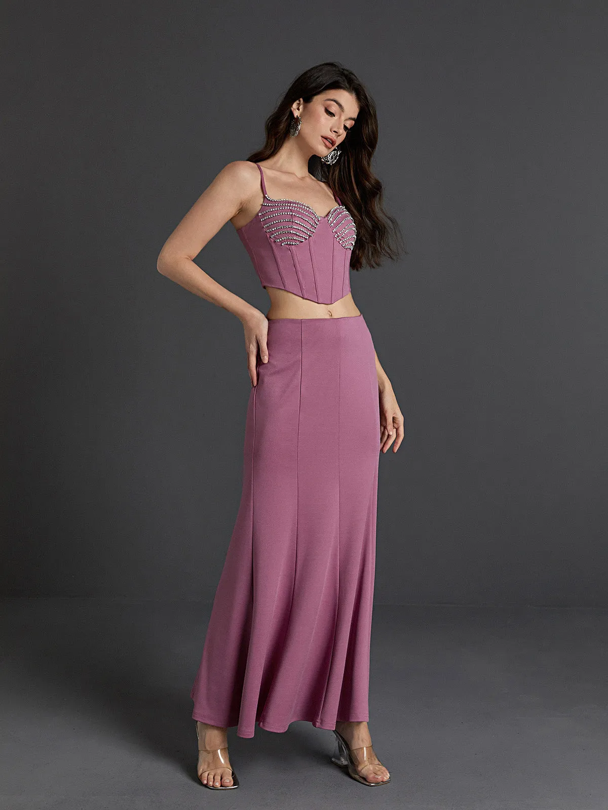 Maryann Embellished Skirt Set In Purple sold by Mew Mews product image thumbnail 3