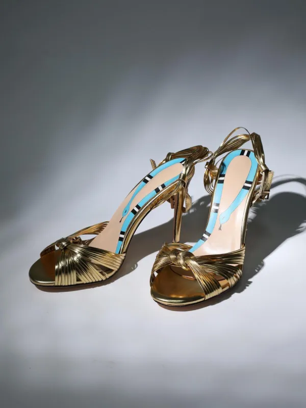 Ruth Strappy Heel Sandals In Gold sold by Mew Mews