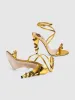Juliette Metallic Snake Heel Sandals In Gold sold by Mew Mews