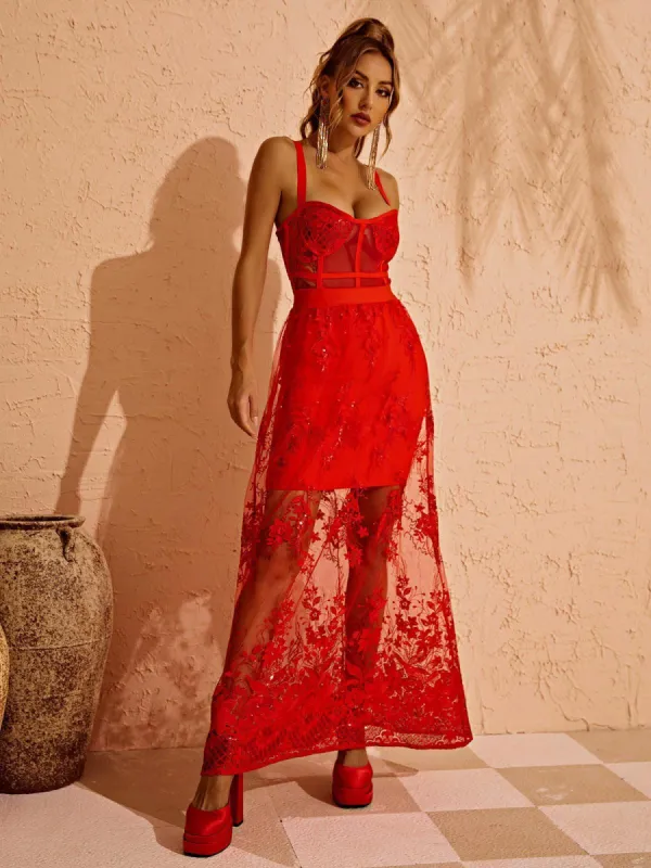 Amirah Maxi Dress In Red sold by Mew Mews