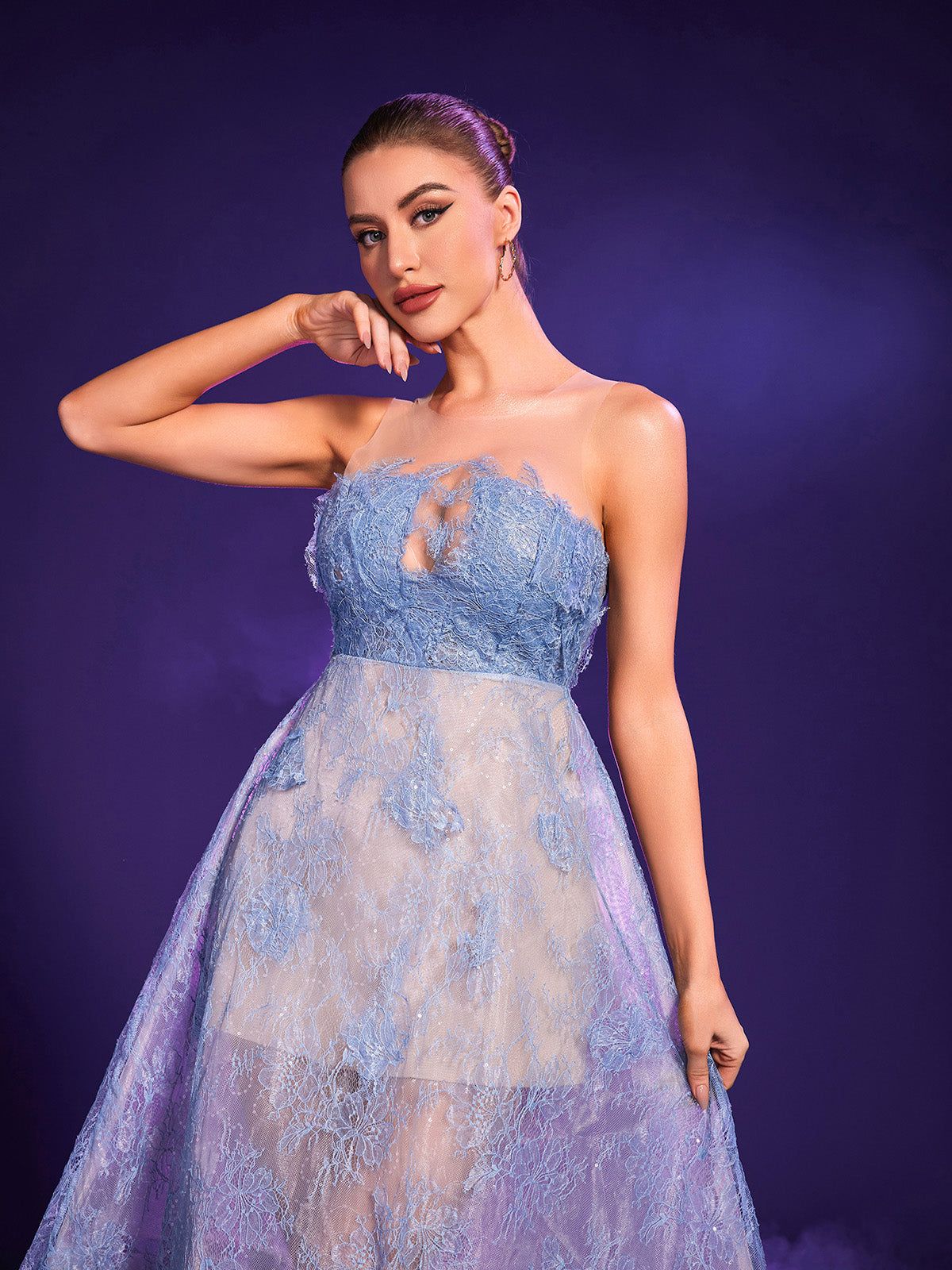 Vera Sleeveless Lace Mesh Midi Dress sold by Mew Mews product image thumbnail 4