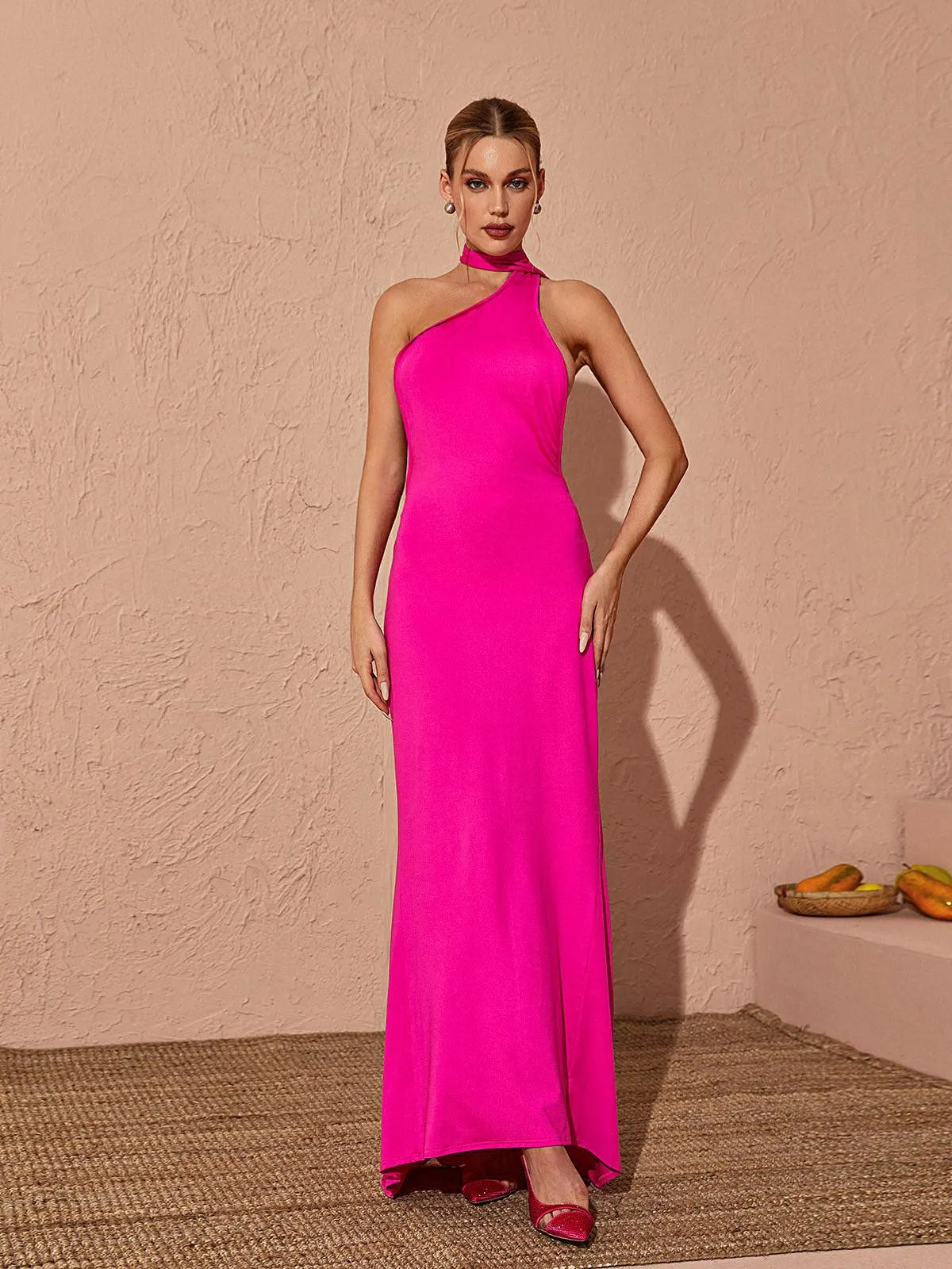 Toula Backless Maxi Dress In Hot Pink sold by Mew Mews product image thumbnail 2