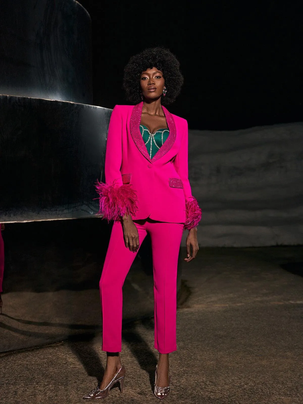 Viola Rhinestone Feather Blazer sold by Mew Mews product image thumbnail 3