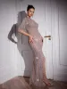 Aisha Mid Sleeve Crystal Chain Fringe Maxi Dress sold by Mew Mews