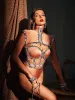 Ambra Rhinestone Corset Bodysuit Set In Nude sold by Mew Mews