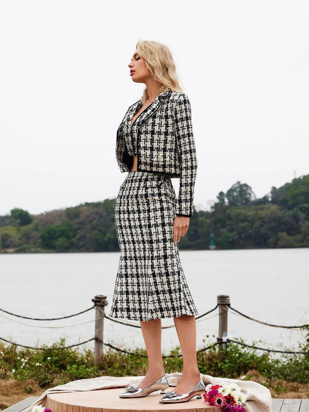Esra Houndstooth Skirt Three Piece Set sold by Mew Mews product image thumbnail 4