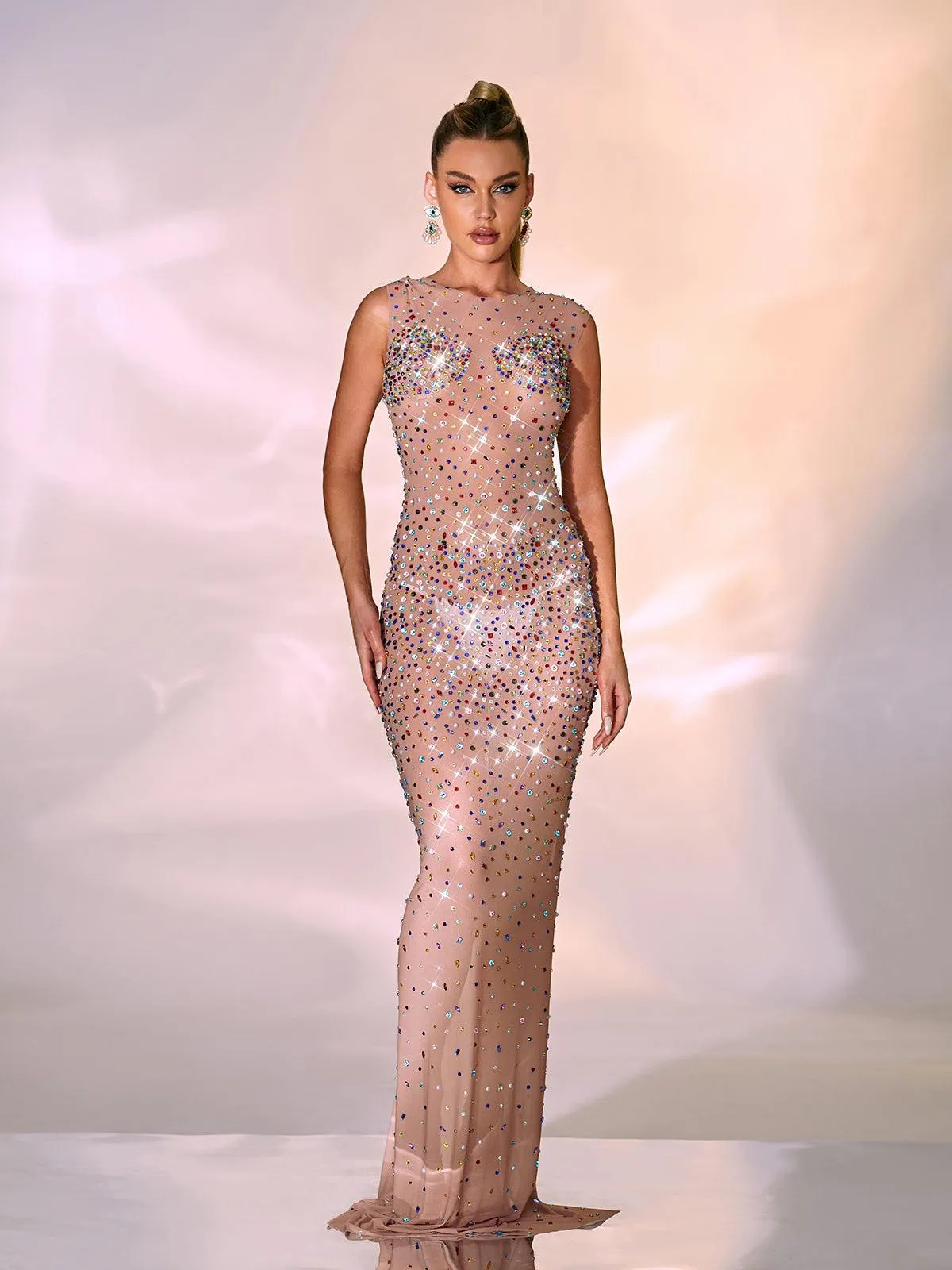 Aubriella Crytsal Embellished Maxi Dress sold by Mew Mews product image thumbnail 3