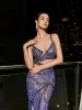 Dionne Rhinestone Embellished Split Maxi Dress In Purple sold by Mew Mews