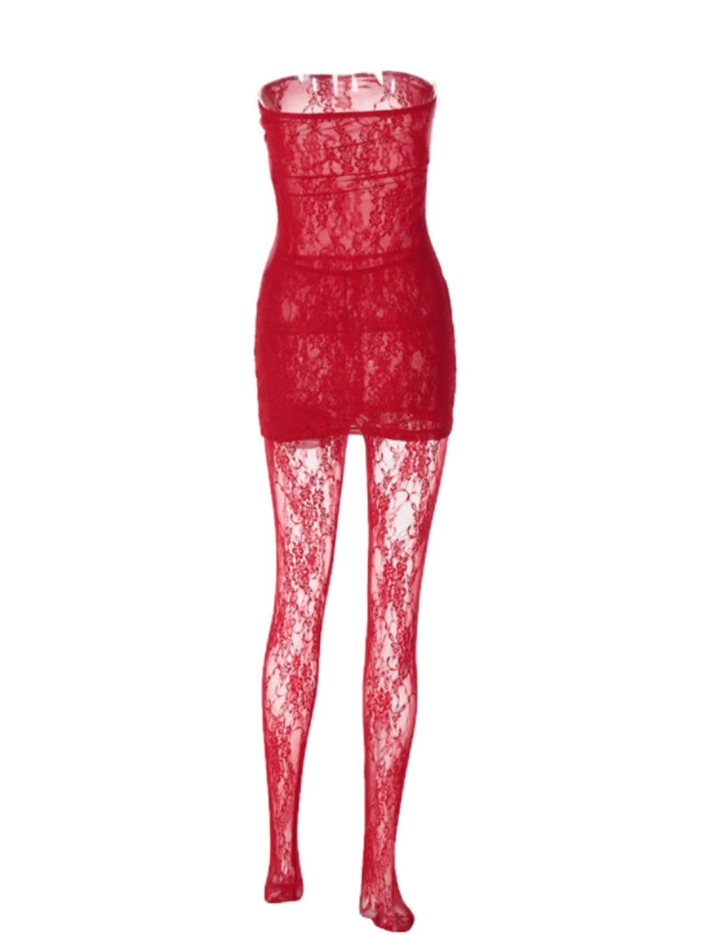 Harvey Strapless Lace Mini Dress In Red sold by Mew Mews product image thumbnail 9