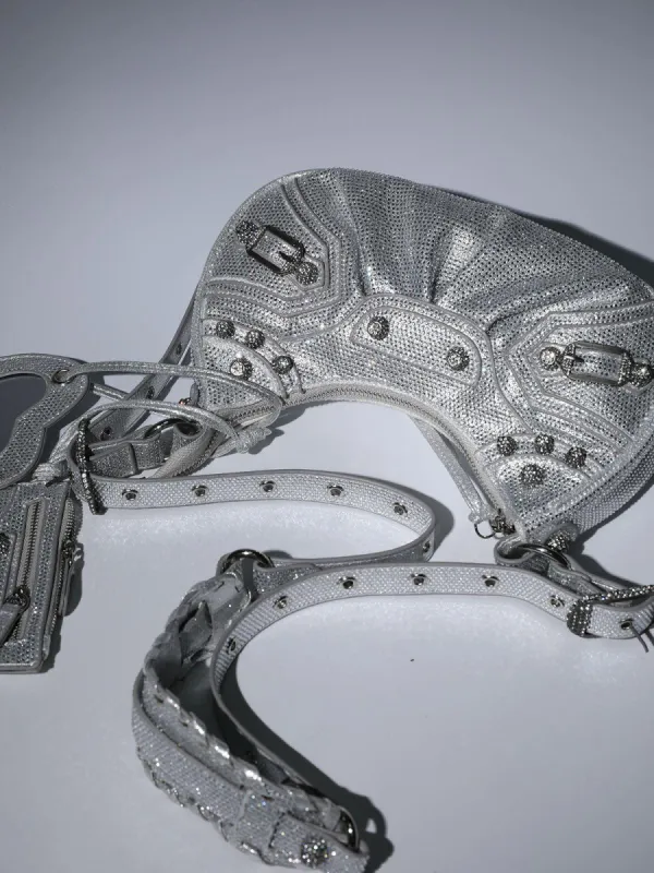 Misty Rhinestone Shoulder Bag In Silver sold by Mew Mews