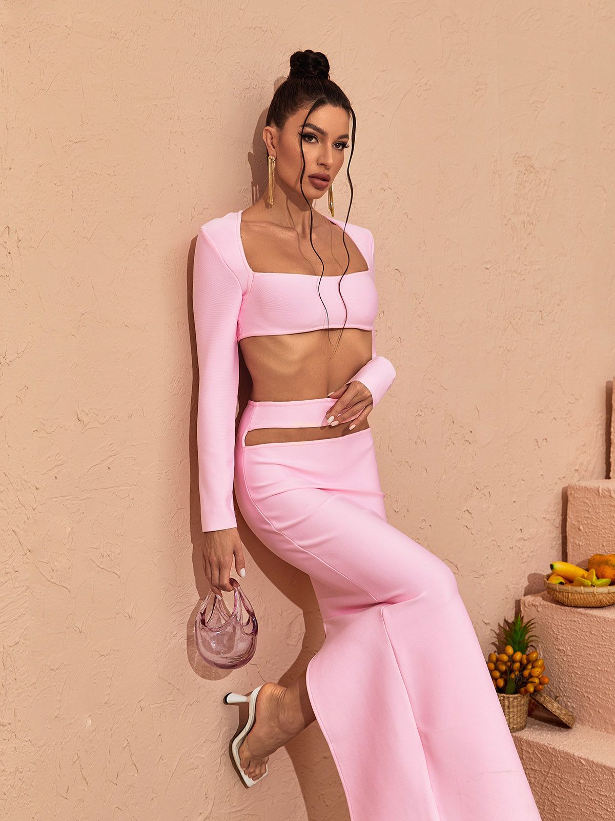Kynlee Cutout Bandage Set In Pink sold by Mew Mews product image thumbnail 3