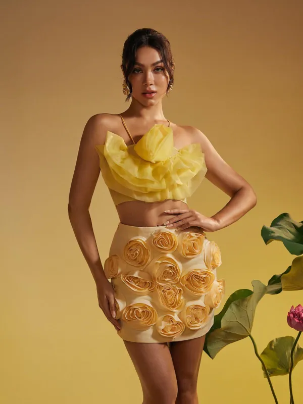 Zyla Flower Tulle Crop Top sold by Mew Mews