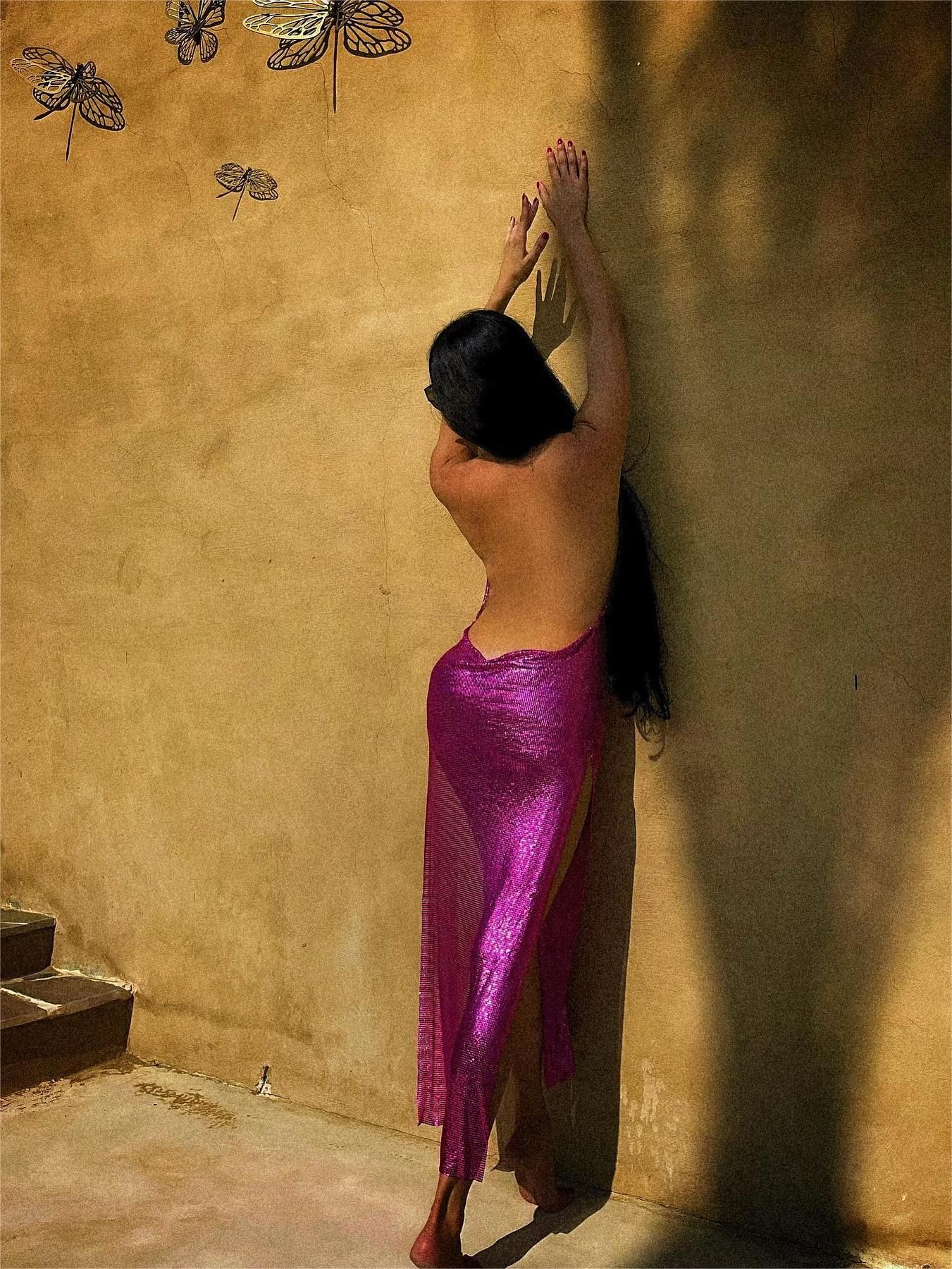 Kalani Metal Mesh Maxi Dress In Hot Pink sold by Mew Mews product image thumbnail 3