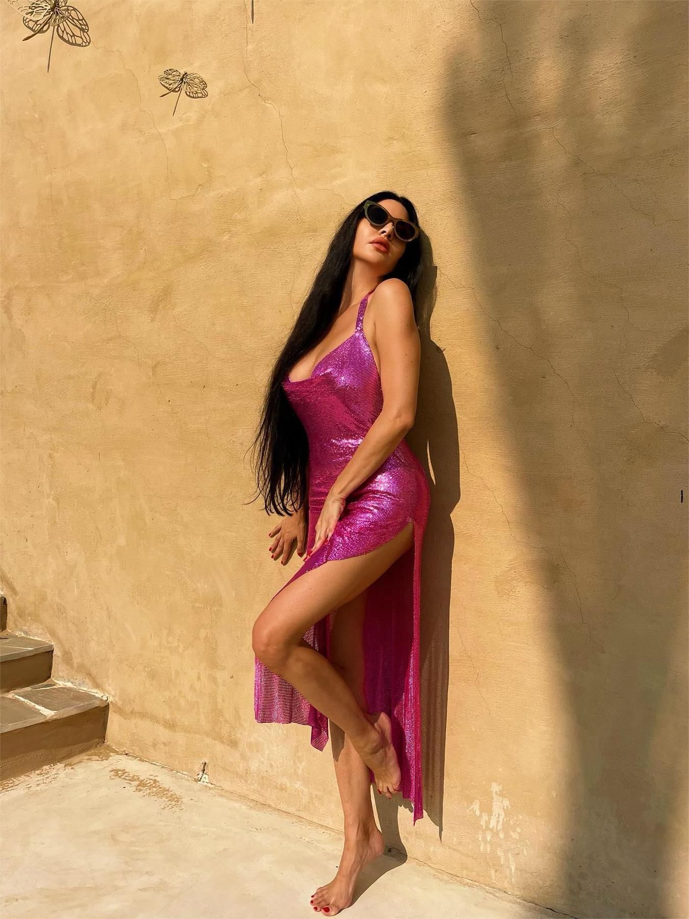 Kalani Metal Mesh Maxi Dress In Hot Pink sold by Mew Mews product image thumbnail 2