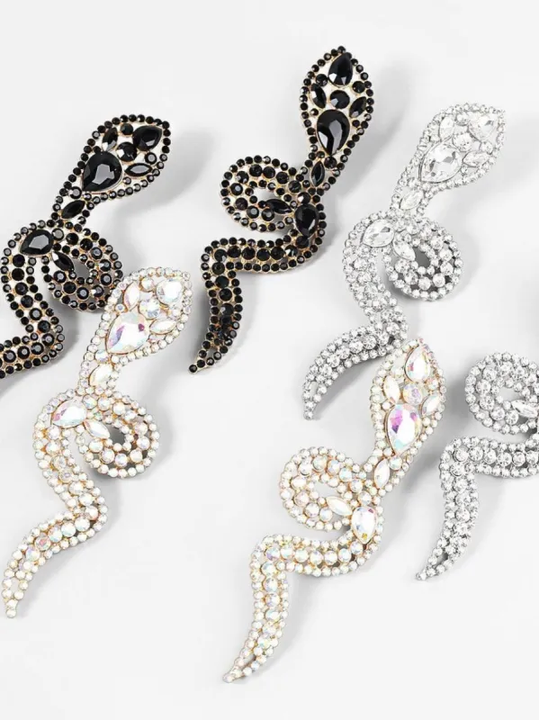 Sonia Diamante Snake Earrings made by Mew Mews