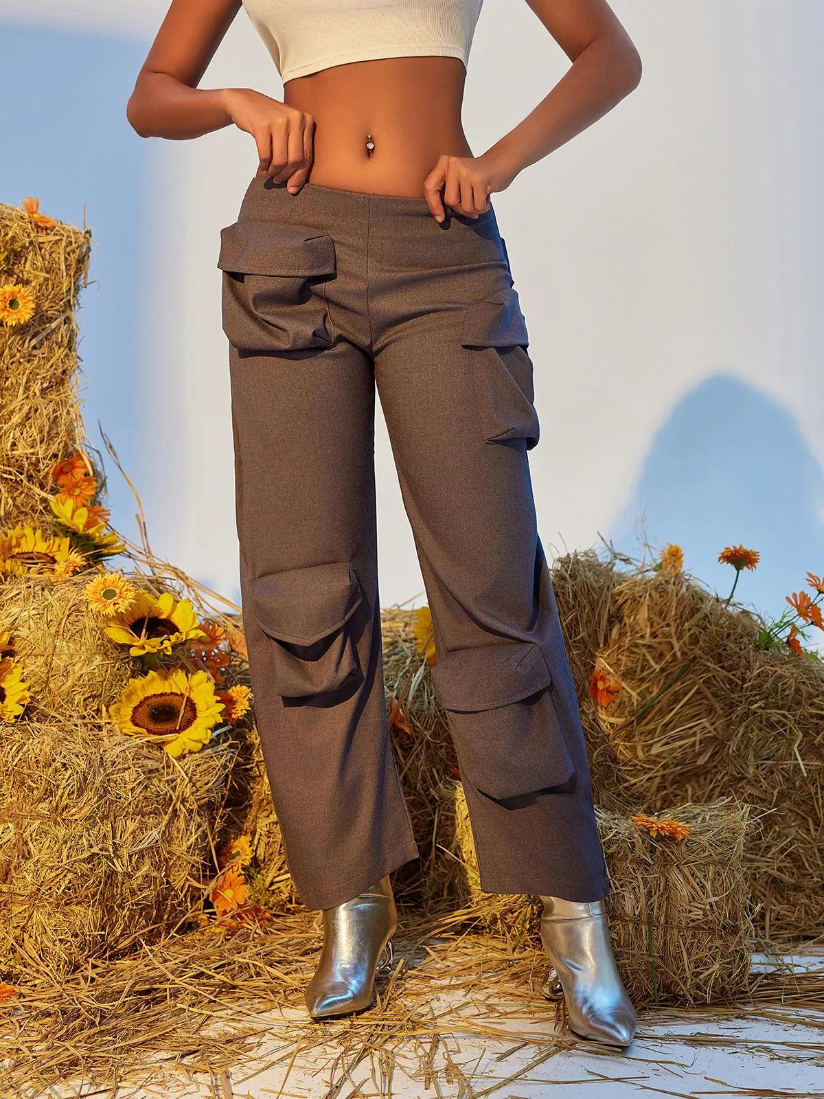 Leica Pockets Embellished Cargo Pants sold by Mew Mews