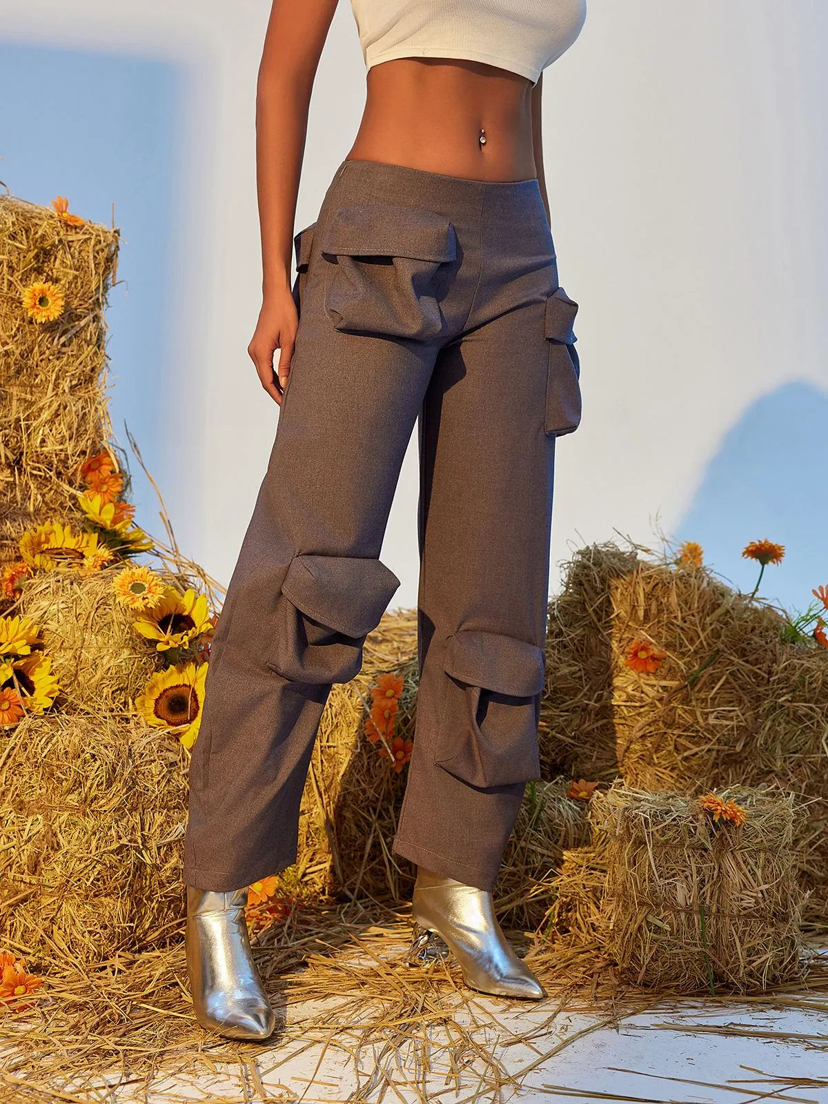 Leica Pockets Embellished Cargo Pants sold by Mew Mews product image thumbnail 4