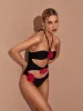 Addy Halterneck Cutout Embellished Swimsuit In Black sold by Mew Mews