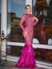 Akira Long Sleeve Rhinestone Feather Maxi Dress sold by Mew Mews