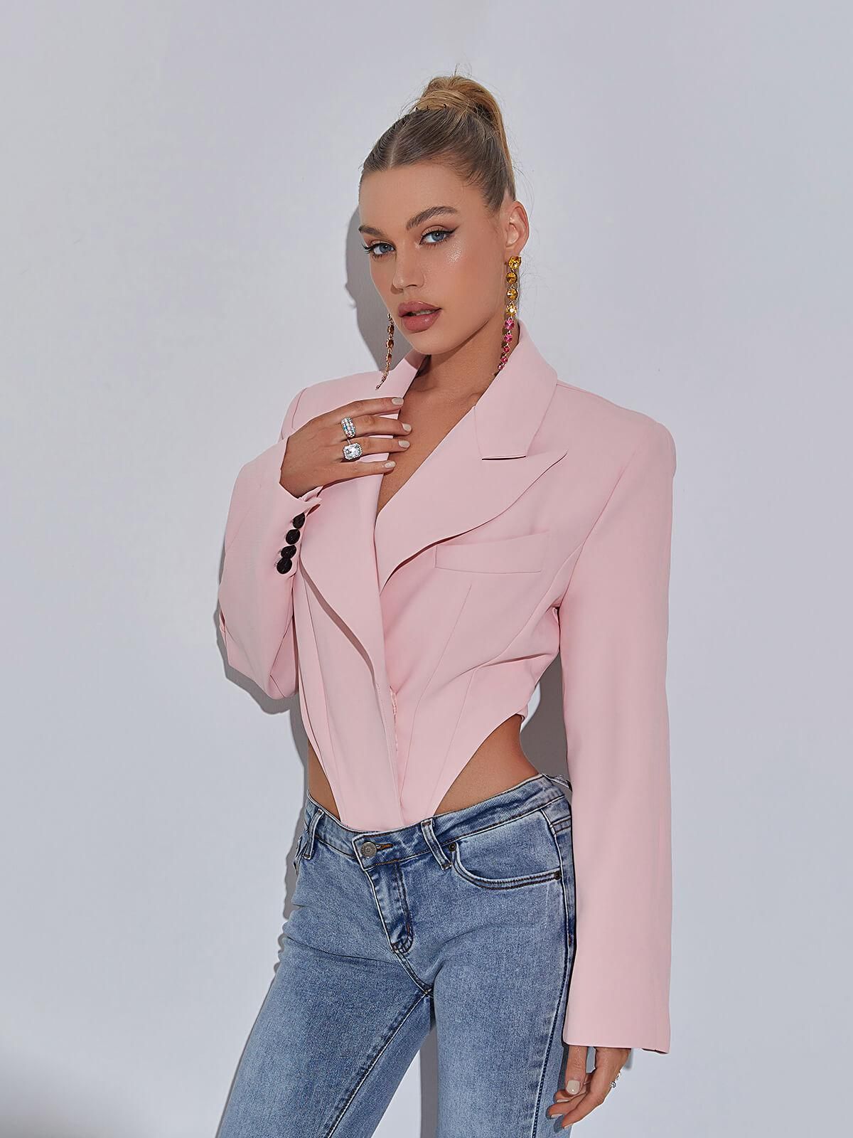 Mauve Backless Blazer Bodysuit sold by Mew Mews product image thumbnail 6