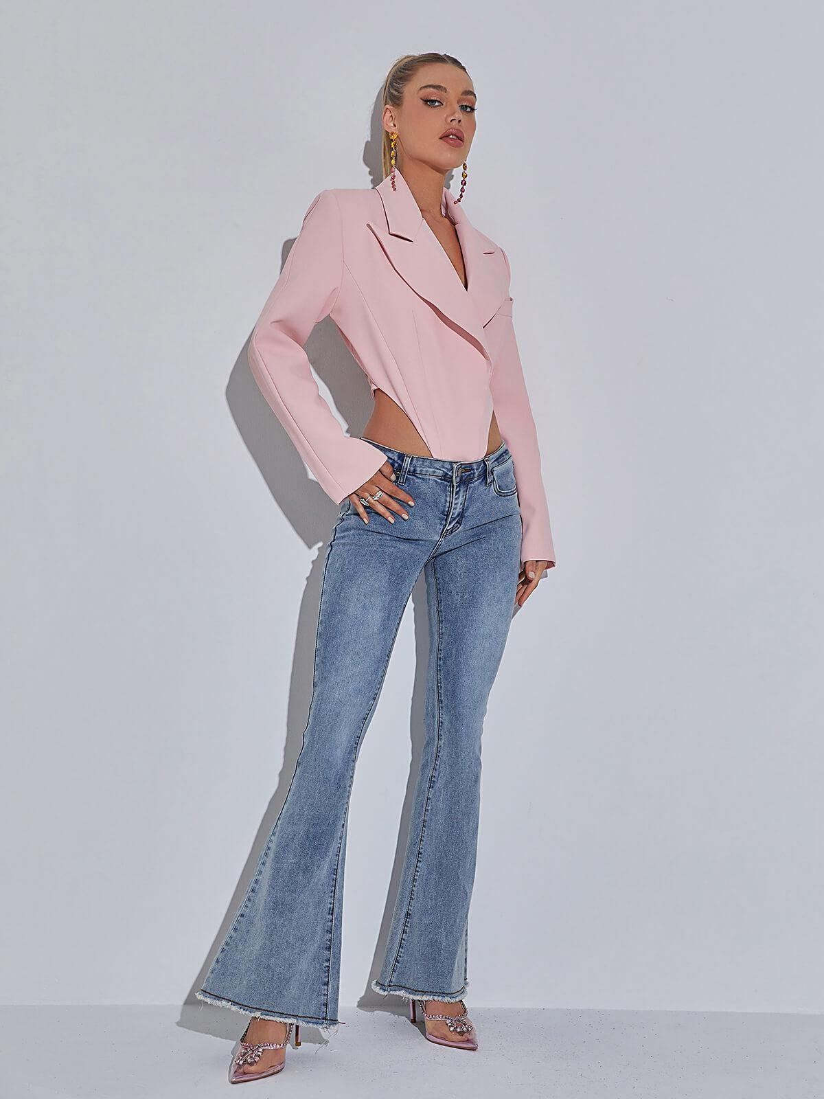 Mauve Backless Blazer Bodysuit sold by Mew Mews product image thumbnail 4