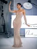 Douglas Strapless Rhinestone Maxi Dress With Gloves sold by Mew Mews
