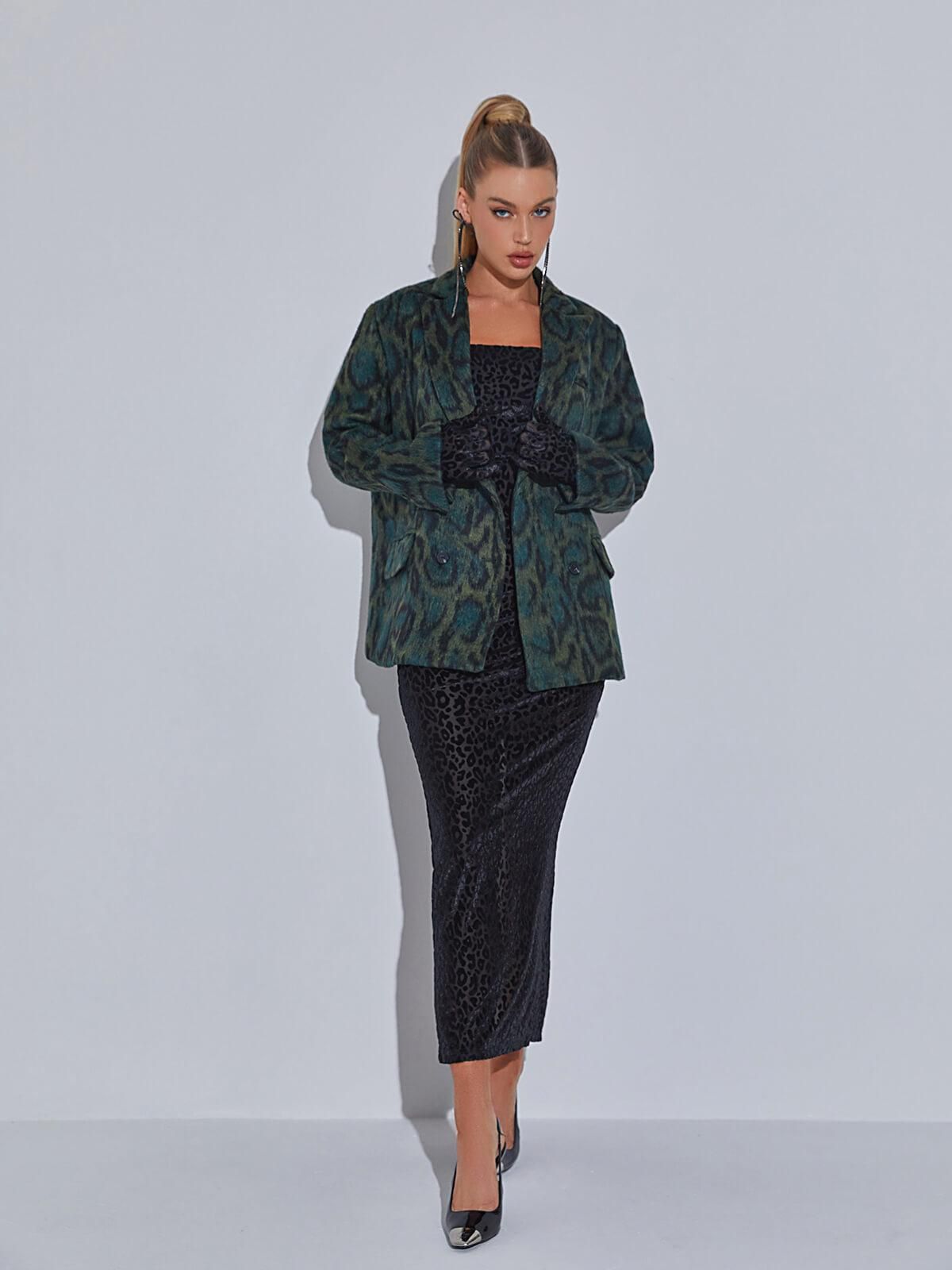 Gianna Leopard Print Bodycon Maxi Dress With Gloves sold by Mew Mews product image thumbnail 4