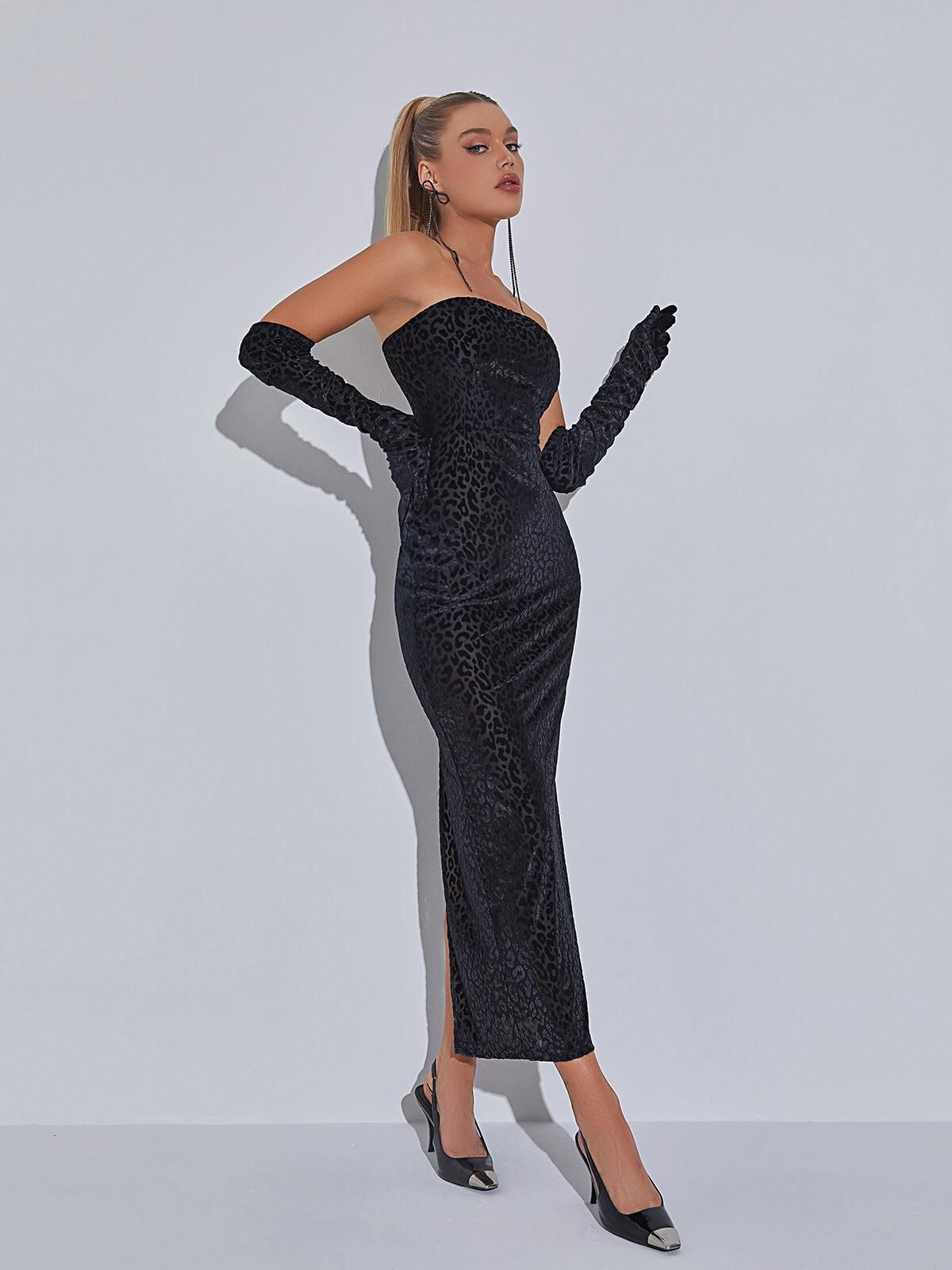 Gianna Leopard Print Bodycon Maxi Dress With Gloves sold by Mew Mews product image thumbnail 5