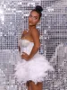 Axton Strapless Rhinestone Feather Skirt Set sold by Mew Mews