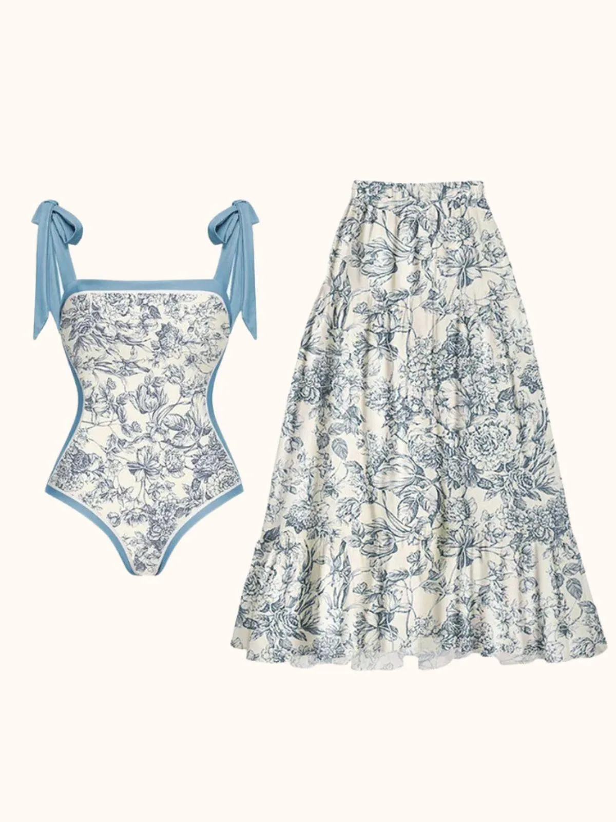 Tabitha Floral Printed Swimwear Two Piece Set sold by Mew Mews