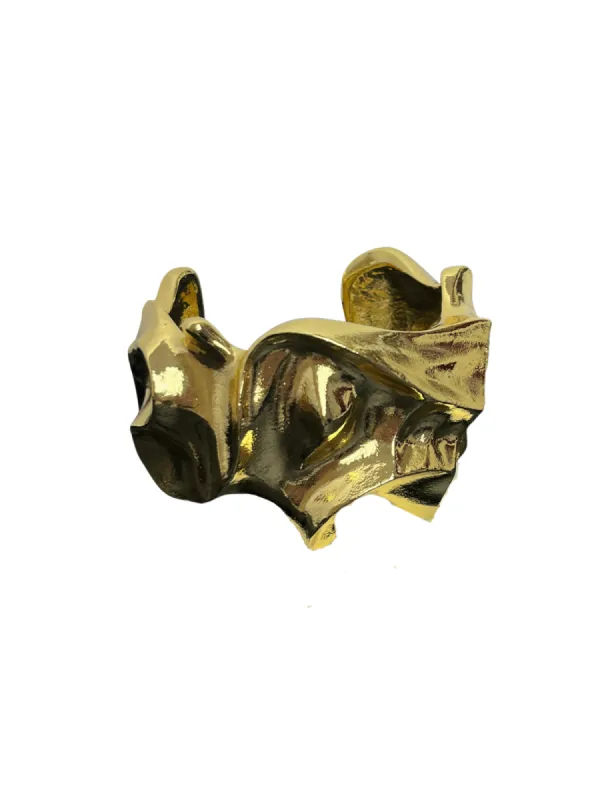 Boheme Metallic Ruched Bracelet In Gold sold by Mew Mews